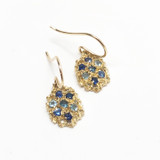 14K gold lemon drop earring in blue