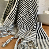 striped terry bath towel - b & w
