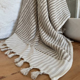 striped terry bath towel - natural