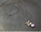 handcrafted chocolate + grey moonstone cluster necklace