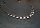 oxidized silver necklace with freshwater pearls & gold accents