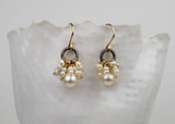 freshwater pearl cluster earrings with gold accents