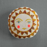 handmade bright neon sun pillow