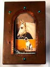 horse dog reliquary copper box