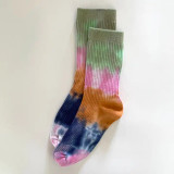 Hand-Dyed Desert Color Block Socks - Ribbed Cotton Dress Socks
