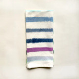 Hand-Painted GBIVs Tea Towel - Green Blue Purple Stripes (27" Square)