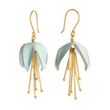 Light Blue Enamel Fuchsia Flower Drop Earrings