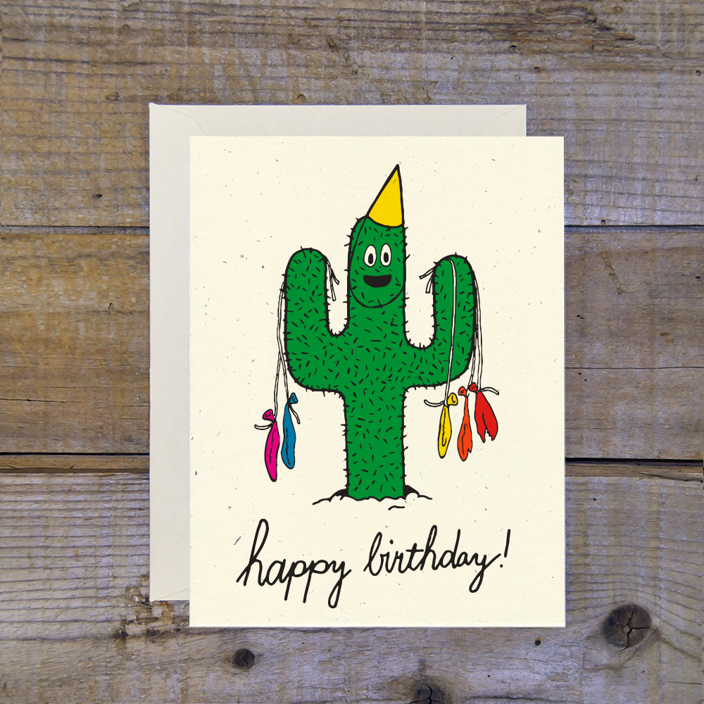 happy birthday cactus card