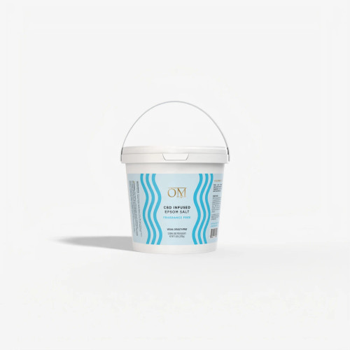 Fragrance-free bulk CBD Epsom salt 1250mg 5 pound bucket unscented sensitive skin bath soak