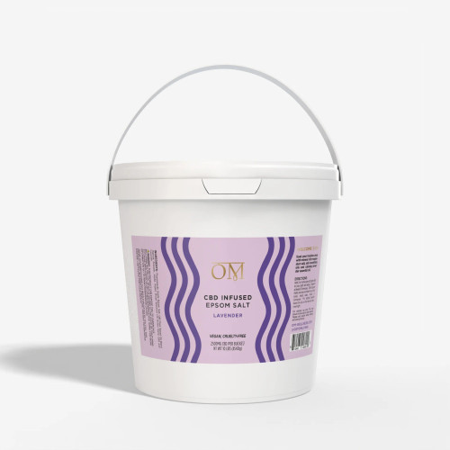 Lavender bulk CBD Epsom salt 2500mg 10 pound bucket sleep support relaxation calming bath soak