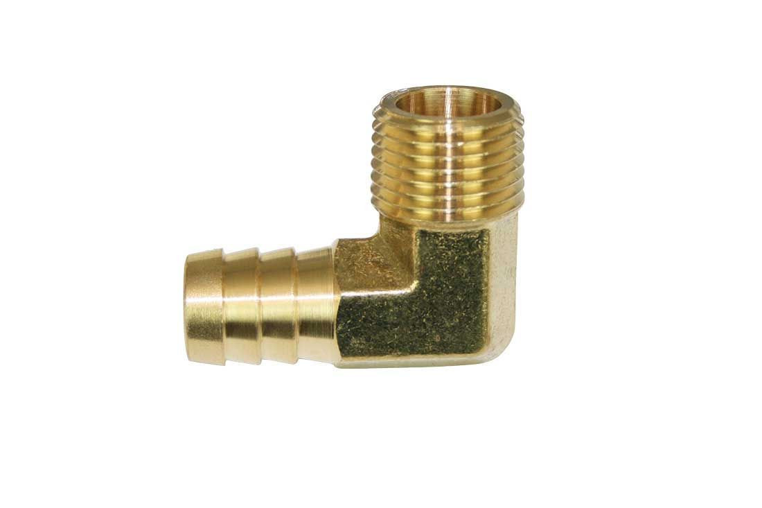 Fitting  1/2 NPT x 5/8 Barb  90-Deg  Brass