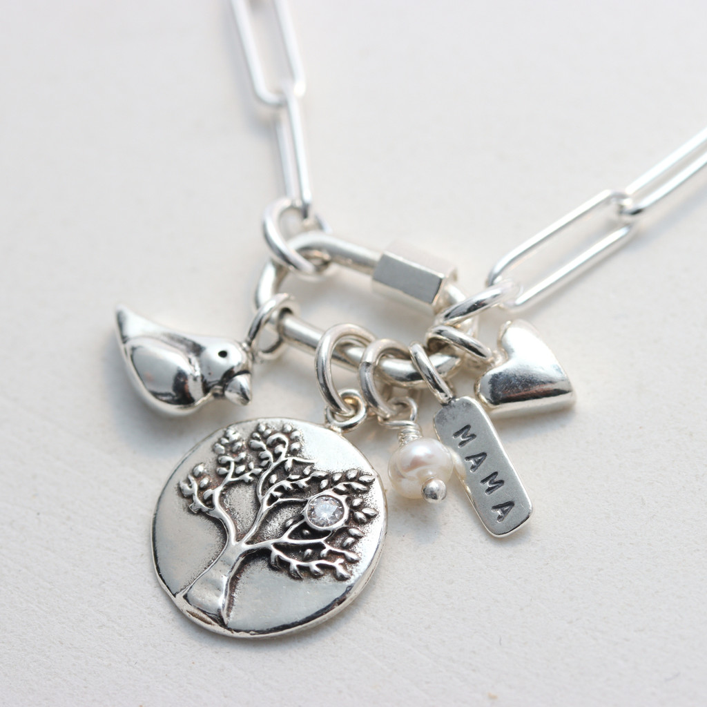 Silver Big Link Paperclip Carabiner Necklace  - Build your own 
