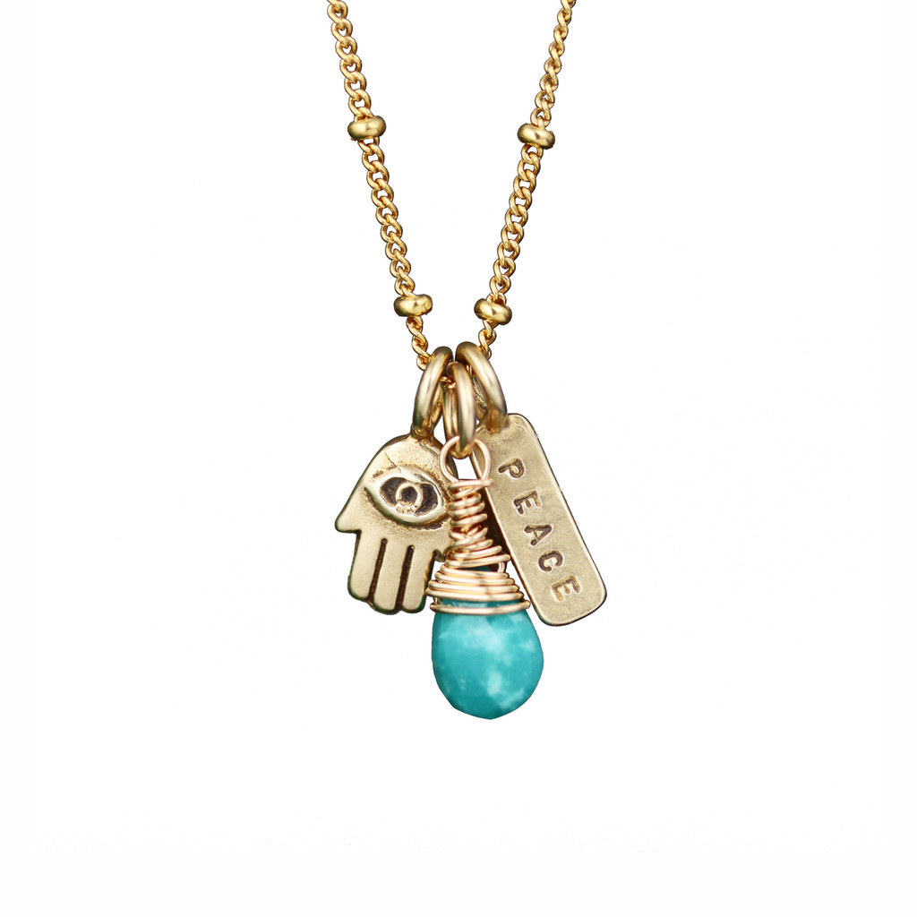 Hamsa + Peace Necklace
