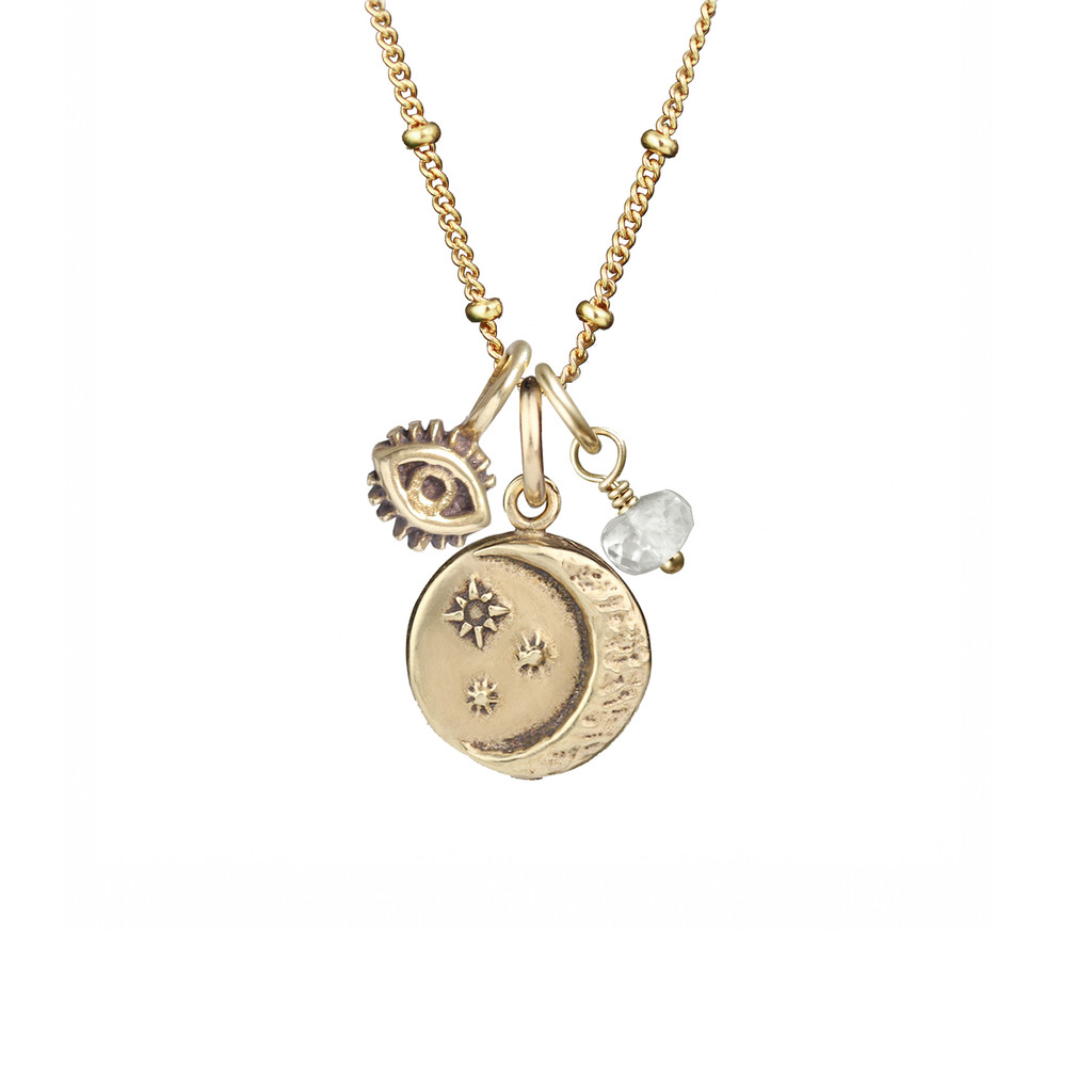 Moon Rock + Evil Eye Necklace