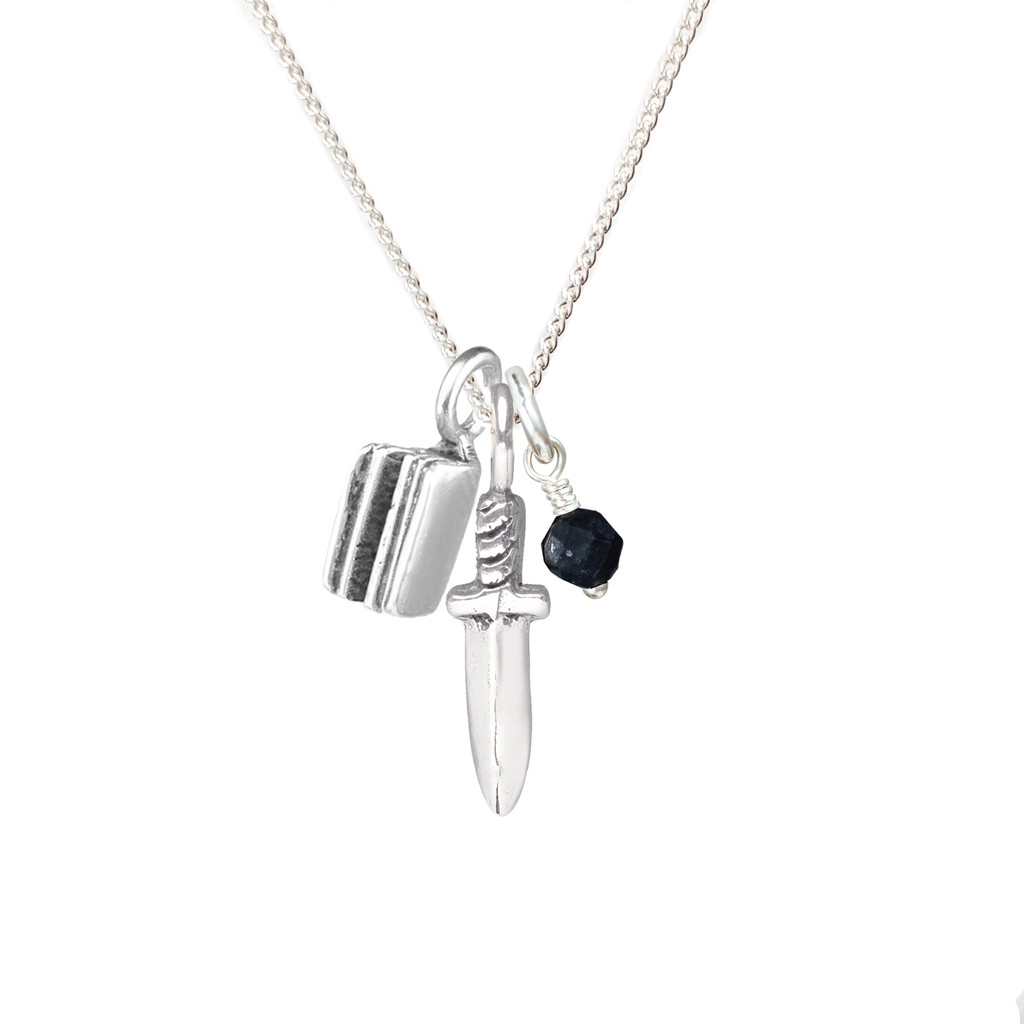 Dagger and Book Fantasy Necklace