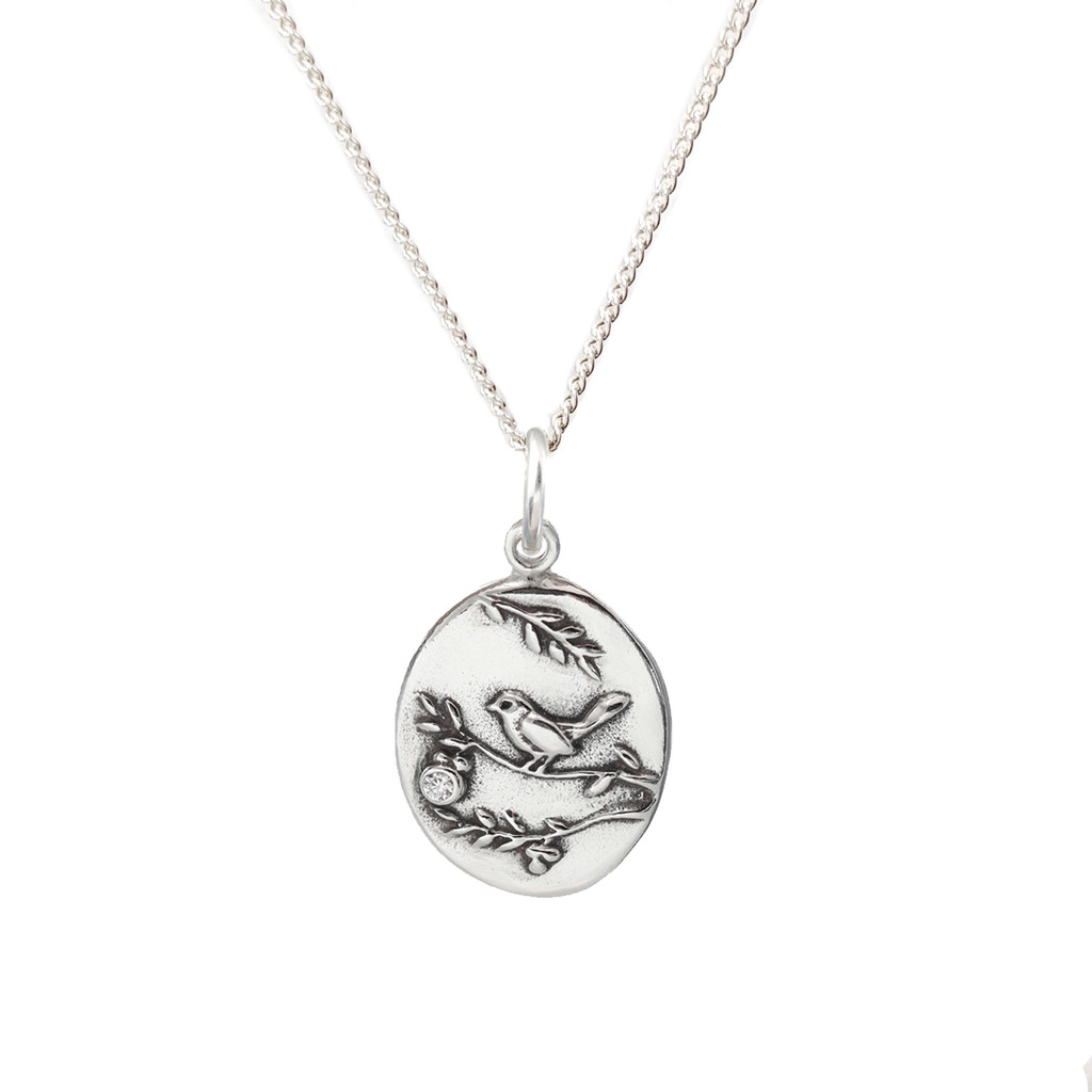 Bird on Branch Moissanite Necklace