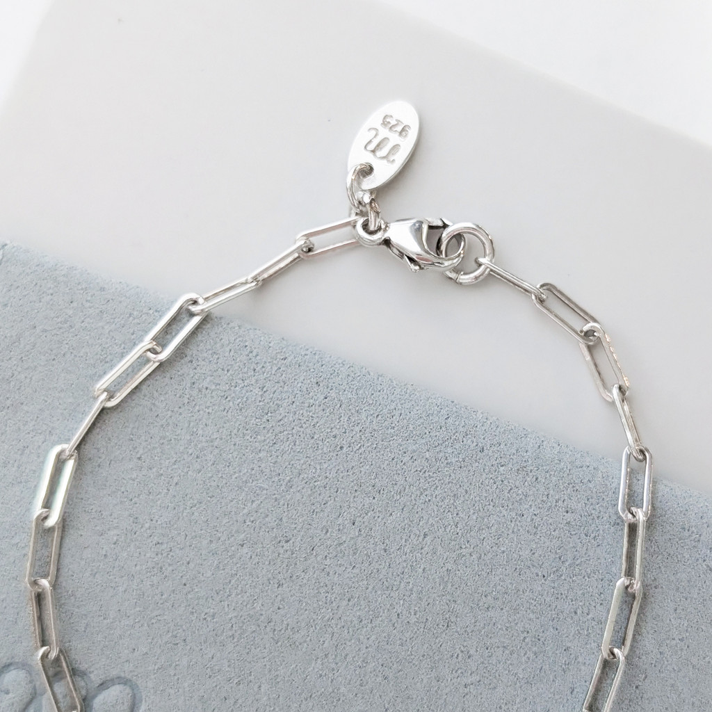 Sterling Silver Paperclip Carabiner  Bracelet - Build Your Own