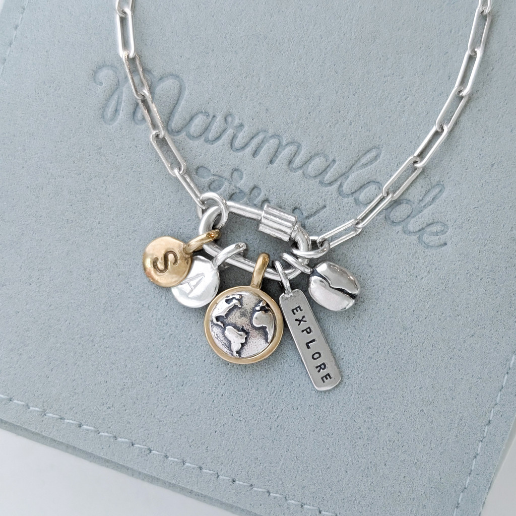 Sterling Silver Paperclip Carabiner  Bracelet - Build Your Own
