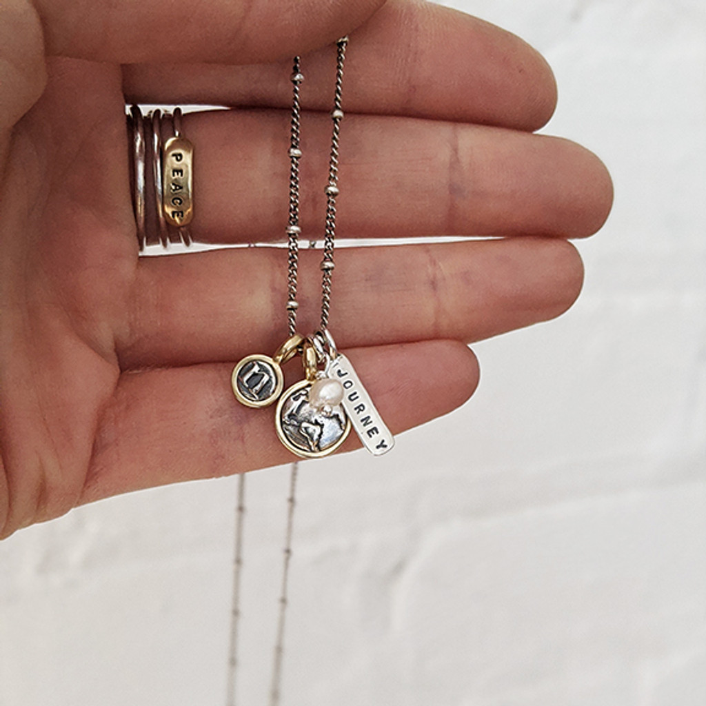 Silver and Bronze Teeny Letter charm
