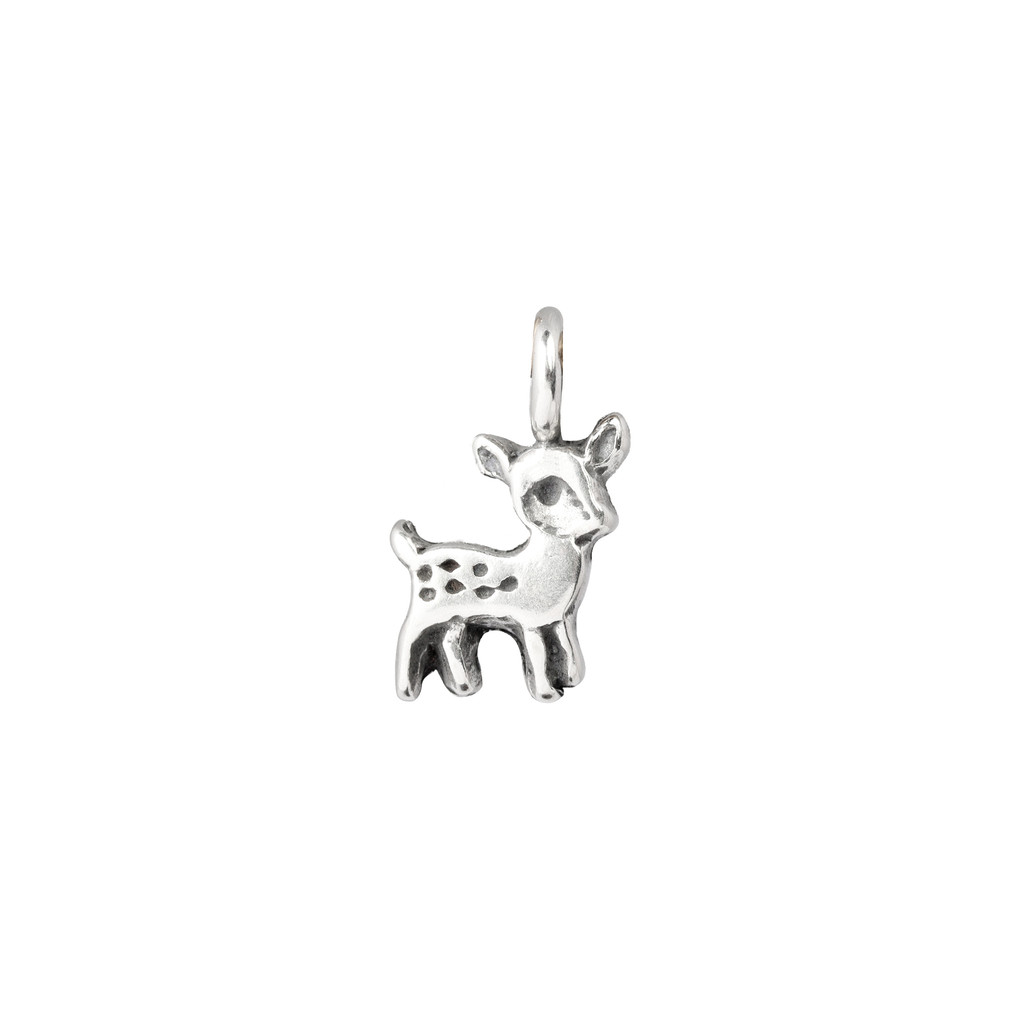 Deer silver sculpted charm