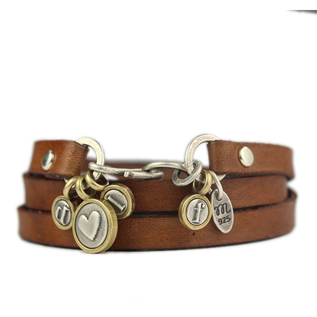 Silver and Brown Tile and Seed Bead Leather Wrap Bracelet -  Canada