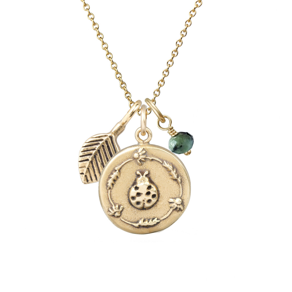 Ladybug Floral Charm Necklace