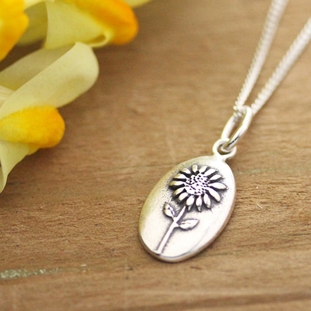 Silver Sunflower Necklace