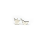 sterling silver moon and star studs earrings with sterling silver post 