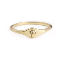 Mushroom Signet Ring - 14K Gold