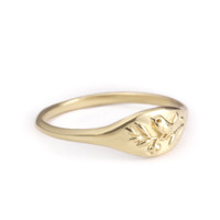 Bird in Branch Signet Ring - 14K Gold