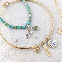 build your own zodiac necklace or bracelet, heishi bracelet and bangle.