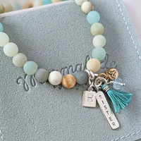 build your own amazonite gemstone bracelet with our zodiac icon charms