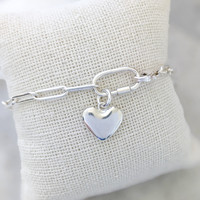 Sculpted Heart Paperclip Bracelet