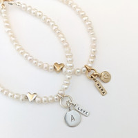 Pearl Heart Bracelet - Gold Filled
