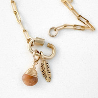 Gold Filled Paperclip Necklace with Carabiner - Build your own 