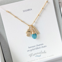 Hamsa + Peace Necklace