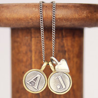 Letter + Sculpted Heart Necklace