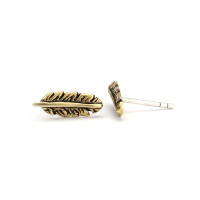 bronze feather studs with sterling silver posts