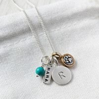 Eye, flower or Paw + Mama Charm Necklace