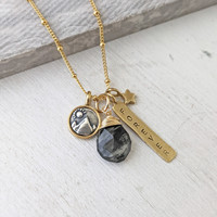Build-your-own necklace paired with a  large gemstone