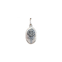 Sunflower silver oval charm