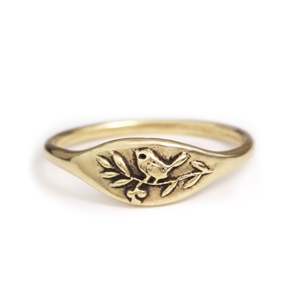 Bird in Branch Signet Ring - Marmalade