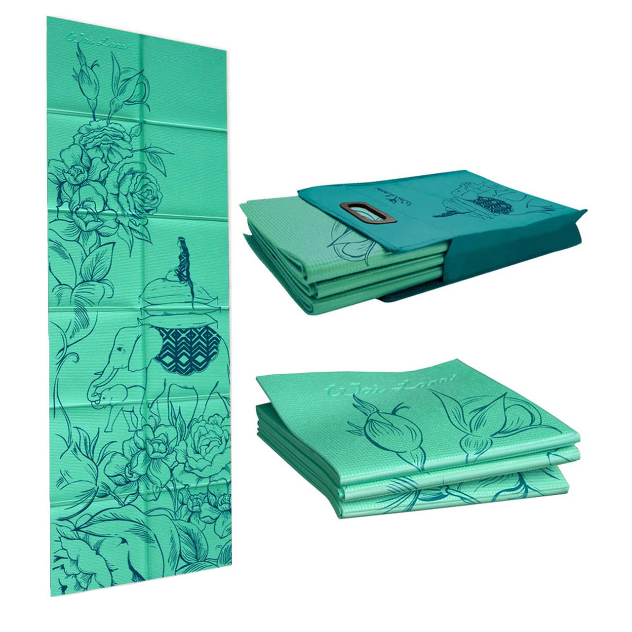 Wai Lana ヨガマット 孔雀柄 収納バッグ付き Folding Yoga Mat & Tote - Wai Lana