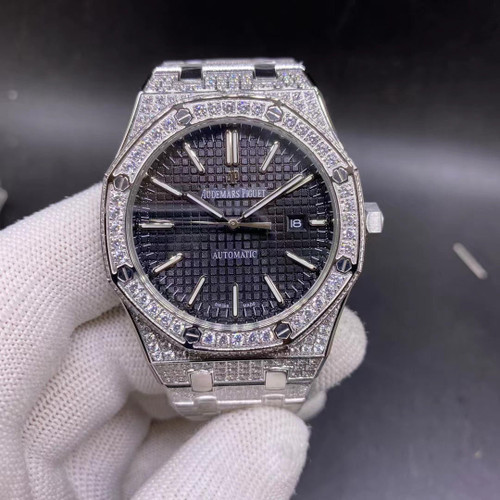 Buy Iced out moisonnite diamonds replica AP watch  Black dial 42mm from HypeRepTime, best replica designer brand website