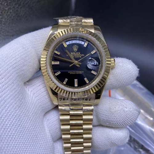 High quality replica Plain Jane Rolex Daydate, Gold Black, (36 - 44mm available)