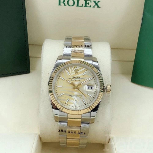 buy High quality replica Plain Jane Rolex Datejust 2021 palm leaf dial 2tone gold case replica from hypereptime Rolex
