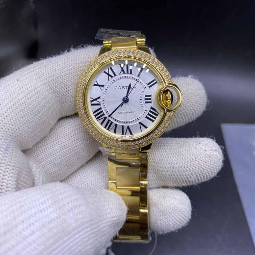 buy High quality replica iced out moissanite diamonds Cartier santos Womens Iced Bezel 33mm replica from hypereptime Other brands