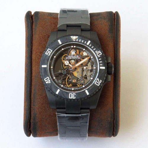 buy High quality replica Plain jane Rolex SUB skeleton black case carbon bezel replica from hypereptime Rolex