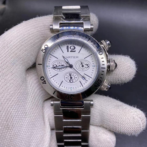 High quality replica Plain Jane Cartier Santos OS Silver white