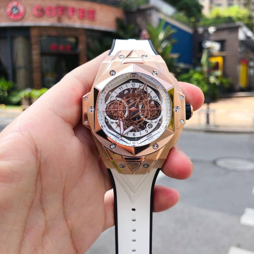 buy High quality replica Plain jane Hublot Big bang Sang Blue II Titanium White, Rosegold replica from hypereptime Hublot